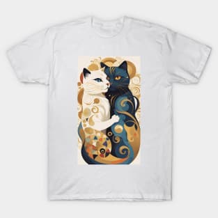 Gustav Klimt's Feline Embrace: Cats Inspired by 'The Kiss T-Shirt